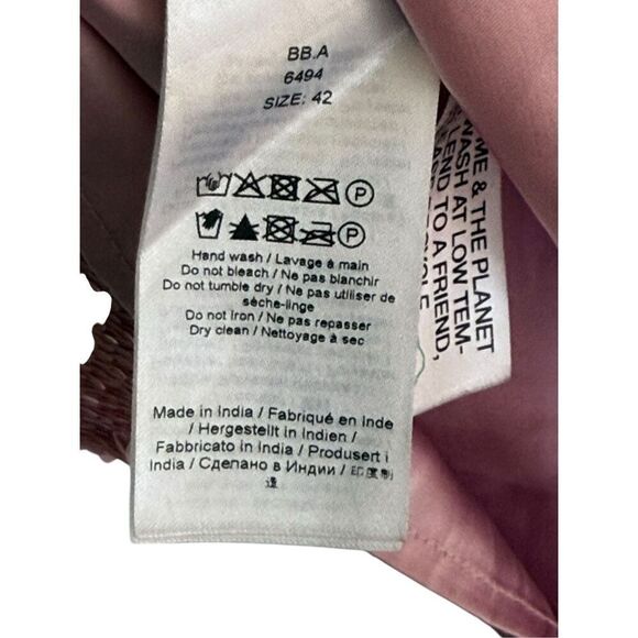 Ganni Satin Sequin Ruffled Trimmed Square Neck Mini Dress Women's Pink Size 42 - Picture 6 of 6